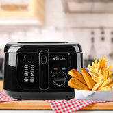 2.5L Electric Deep Fryer with Non-Stick Coating, Viewing Window, Internal Mesh Basket & Safety Handle – Easy Clean Countertop Fryer (Black)